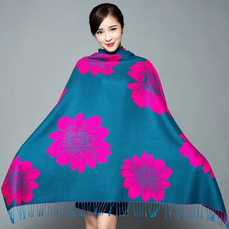 

Большие осенне-зимние новые женские кашемировые толстые шали в этическом стиле, женский квадратный шарф с принтом из пашмины, дорожный квадратный шарф