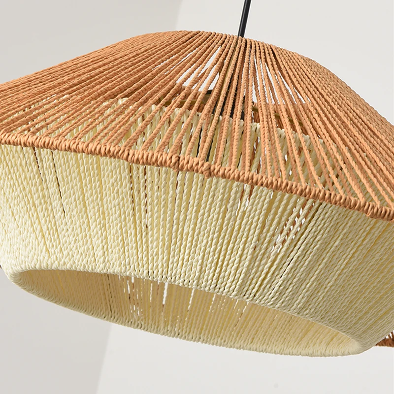 Imagem -05 - Vintage Wabi Sabi Hemp Rope Luzes Pingente Tecelagem Rattan Led Pendurado Lâmpada Sala de Estar Sala de Jantar Home Art Decor Restaurante Quarto