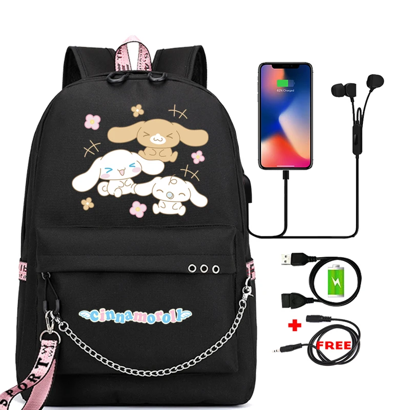 MINISO  Kawaii Sanrio Cinnamoroll Student Schoolbag Girl Boy Cartoon Backpacks for  Toy My Melody Kuromi Back To School Backpack