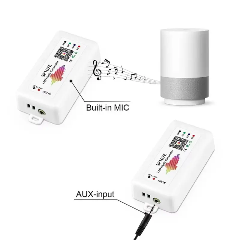 

HOT!A72T SP107E LED Strip Light Controller Music Controlled RGBIC Pixel For WS2812B/WS2811 DC5-24V