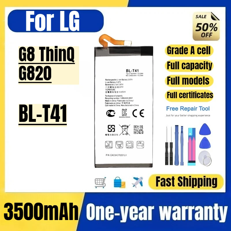 

BL-T41 for LG G8 ThinQ/G820 Mobile Phone Battery High Quality High Capacity Battery Replacement Bateria Grade A Cell with Tools
