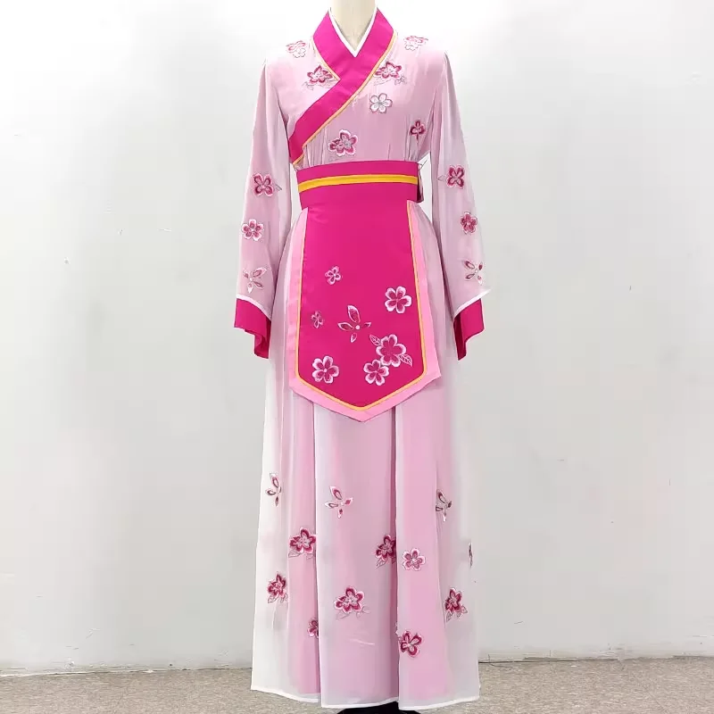 Chinese Local Famous Operas Costume Female Lead Hua Dan Ethnic Hanfu Stage Performance Dance Purple Outfits Delicate Embroidery