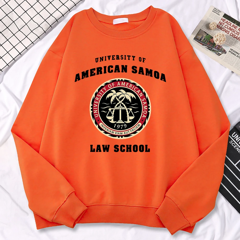 Simple Fashion Womens Pullovers University Of American Samoa Law School Print Hoody Soft Fleece Sweatshirt Loose Warm Clothes