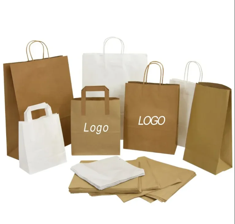 

Printing Plain Brown Kraft Paper Bag With Twisted String Handle Custom Paper Shop Bags With Your Own Logo
