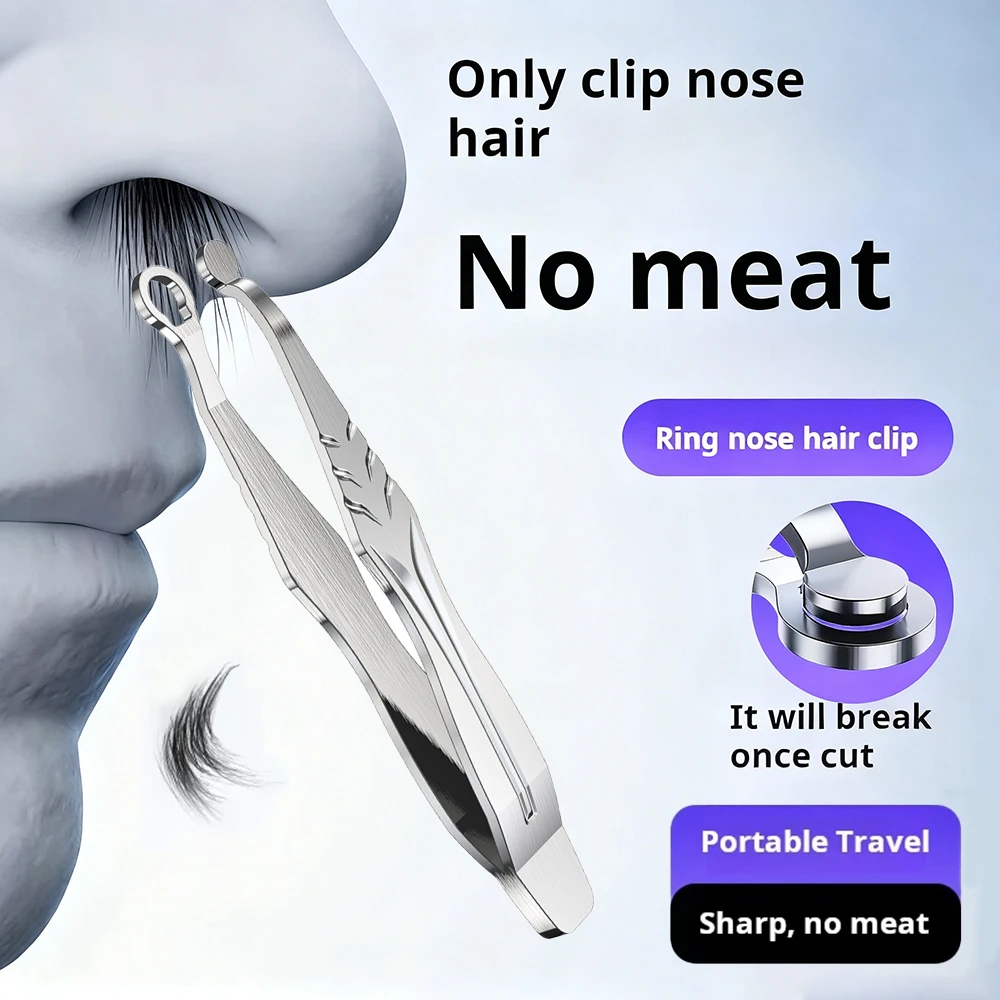 1/3 قطعة من الفولاذ المقاوم للصدأ دليل مستدير الرأس مشبك شعر الأنف السفر المحمولة أداة تنظيف شعر الأنف الحاد