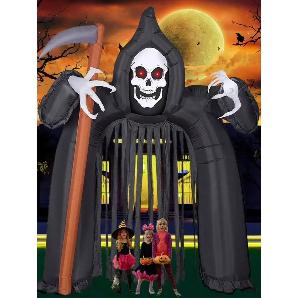 

10FT Halloween Inflatable Ghost Archway Outdoor, Blow Up Haunted Arch with Build-in LEDs, Halloween Outdoor Garden Lawn Yard