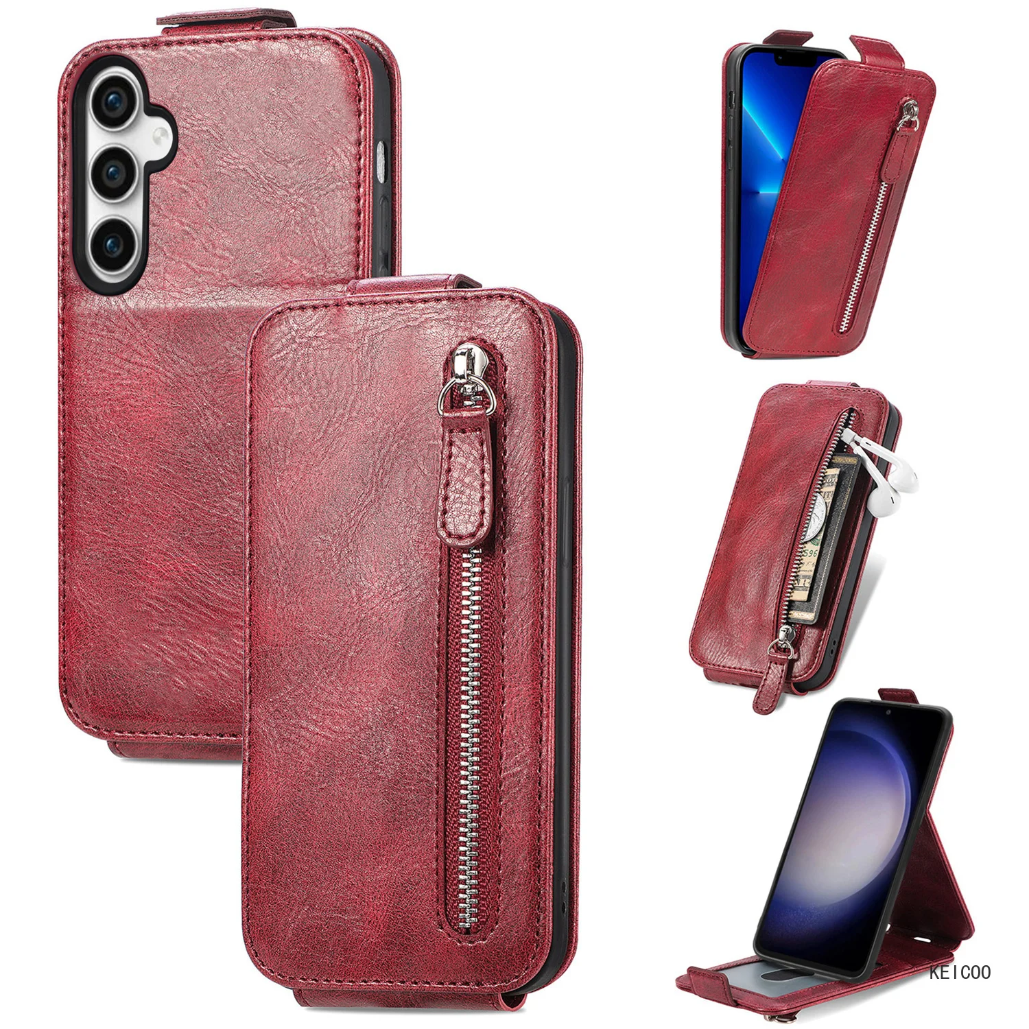 Etui Shockproof Protective Leather Sheath For Samsung Galaxy S23 FE S23FE GalaxyS23FE Phone Housing Holder Card Slot Wallet Clip