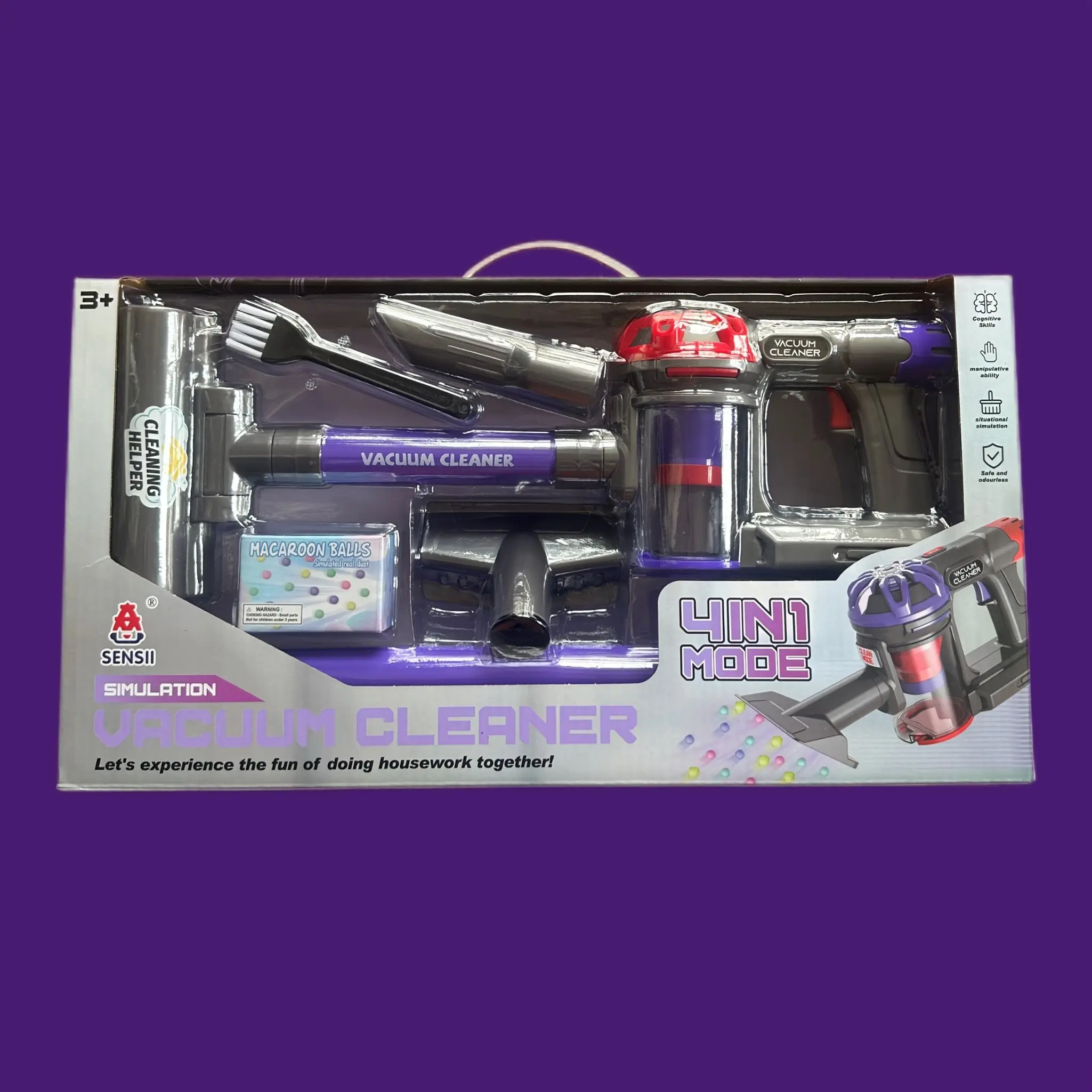 어린이용 진공청소기 장난감, 청소를 시뮬레이션하며 가정 책임감을 가르치는 도구로, 소녀와 소년에게 적합합니다.