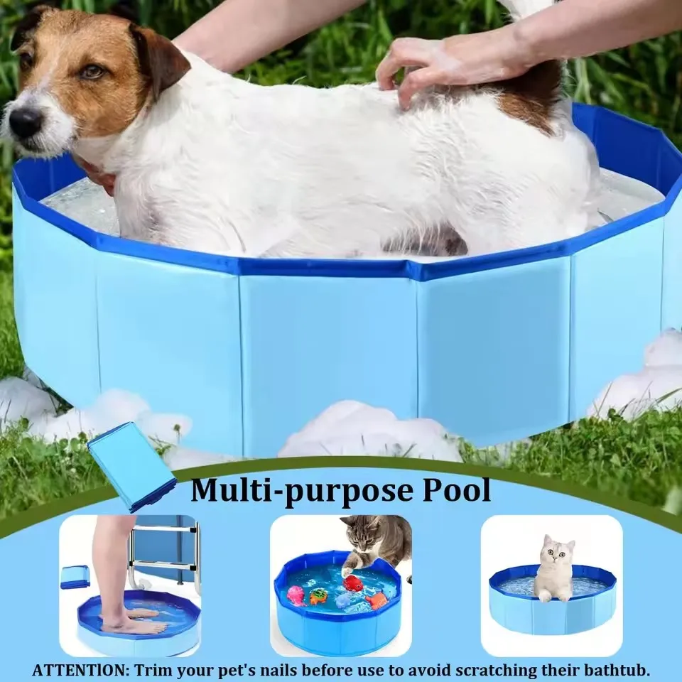 Swimming Pool Folding Basin Portable Pet Bathing Pool PVC Material Pets Foot Cleaning Basin for Ground Swimming Pool Entrance view 2