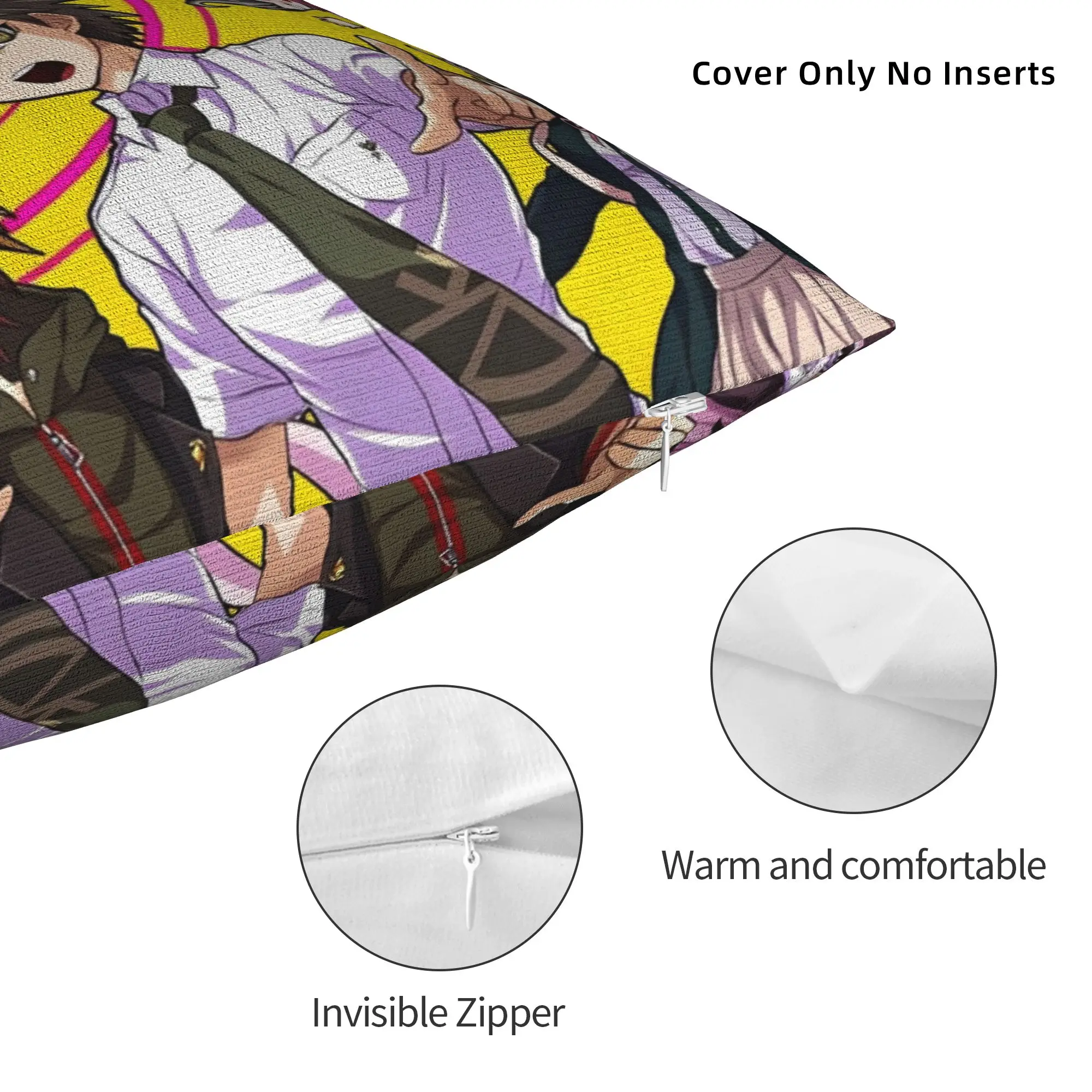 Danganronpa انمي ياباني وسادة غطاء ميرش الطباعة غطاء الوسادة زينة رمي كيس وسادة غطاء المنزل أحجام متعددة