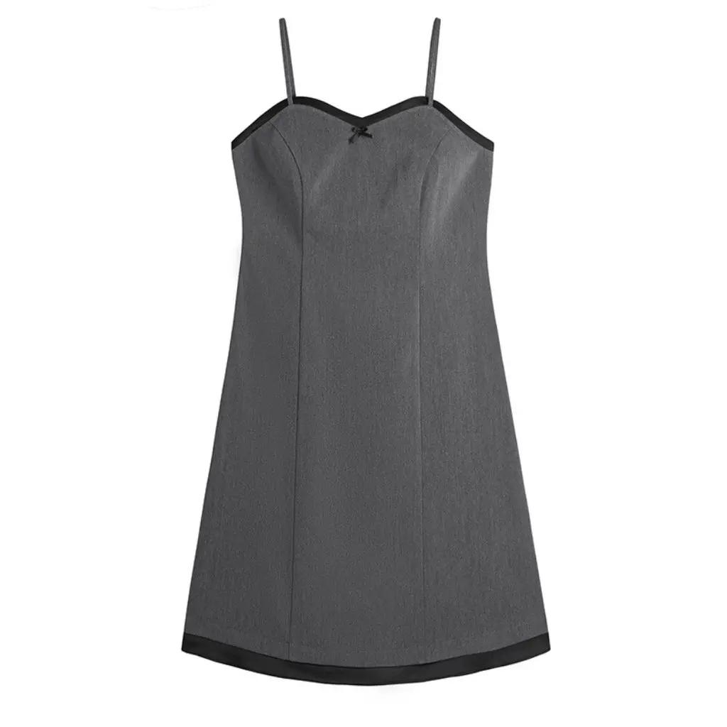 Plus Size Grote Contrast Kleur Boog Herfst Tube Top Jarretel Rokje Slim Fit Nep Tweedelige Set voor Vrouwen 65199