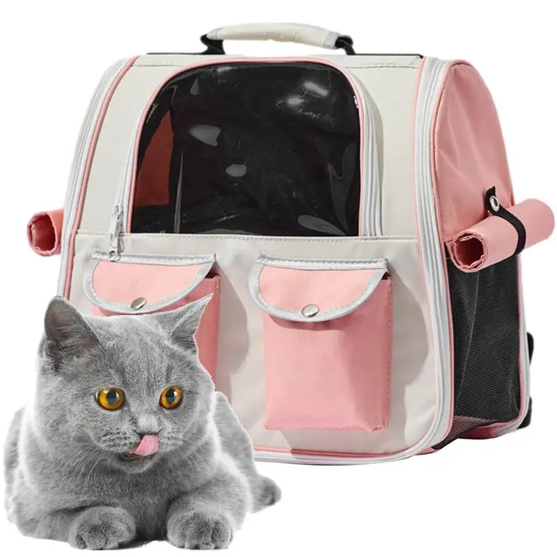 

Cat Backpack Transparent Breathable Carrier Bag Portable Outdoor Travel Backpack For Small Medium Cats Dogs Hiking Walking Use