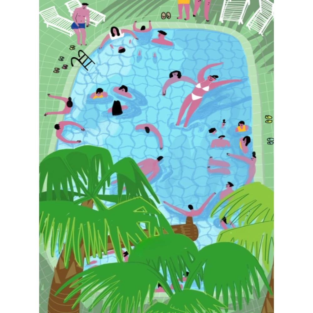 Top View Summer Beach Holiday Scene Crowd Seaside Oil Painting By Numbers Canvas Art Wall Decor for Living Room Gift,Frameless
