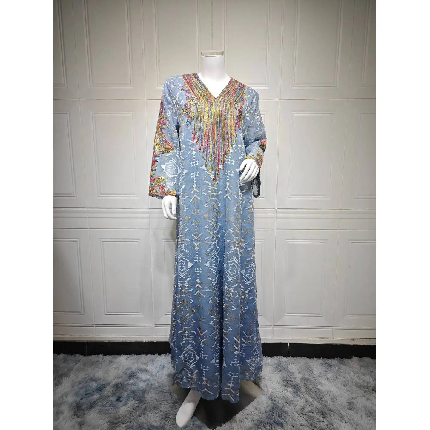 

Alabiya Embroidered Evening Dress Long Robe with Netting And Stickers Dubai Evening Dress Women's Fashion Spring 2026 KTV Cos...