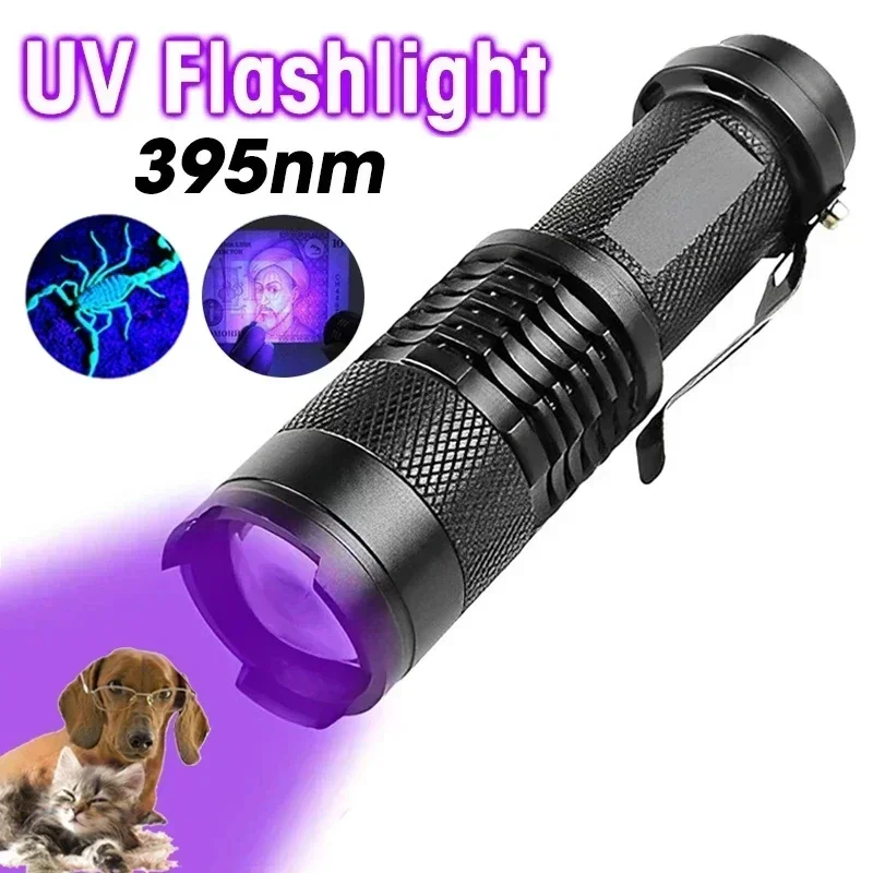 Linterna UV LED portátil, luz negra de longitud de onda, linterna violeta, escorpión de orina para mascotas, linterna detectora de higiene femenina,