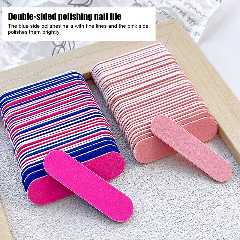 10Pcs Double Side Nail Polish Sanding Disposable Mini Nail File Buffer Strips Grinding Polishing Manicure Care Tools