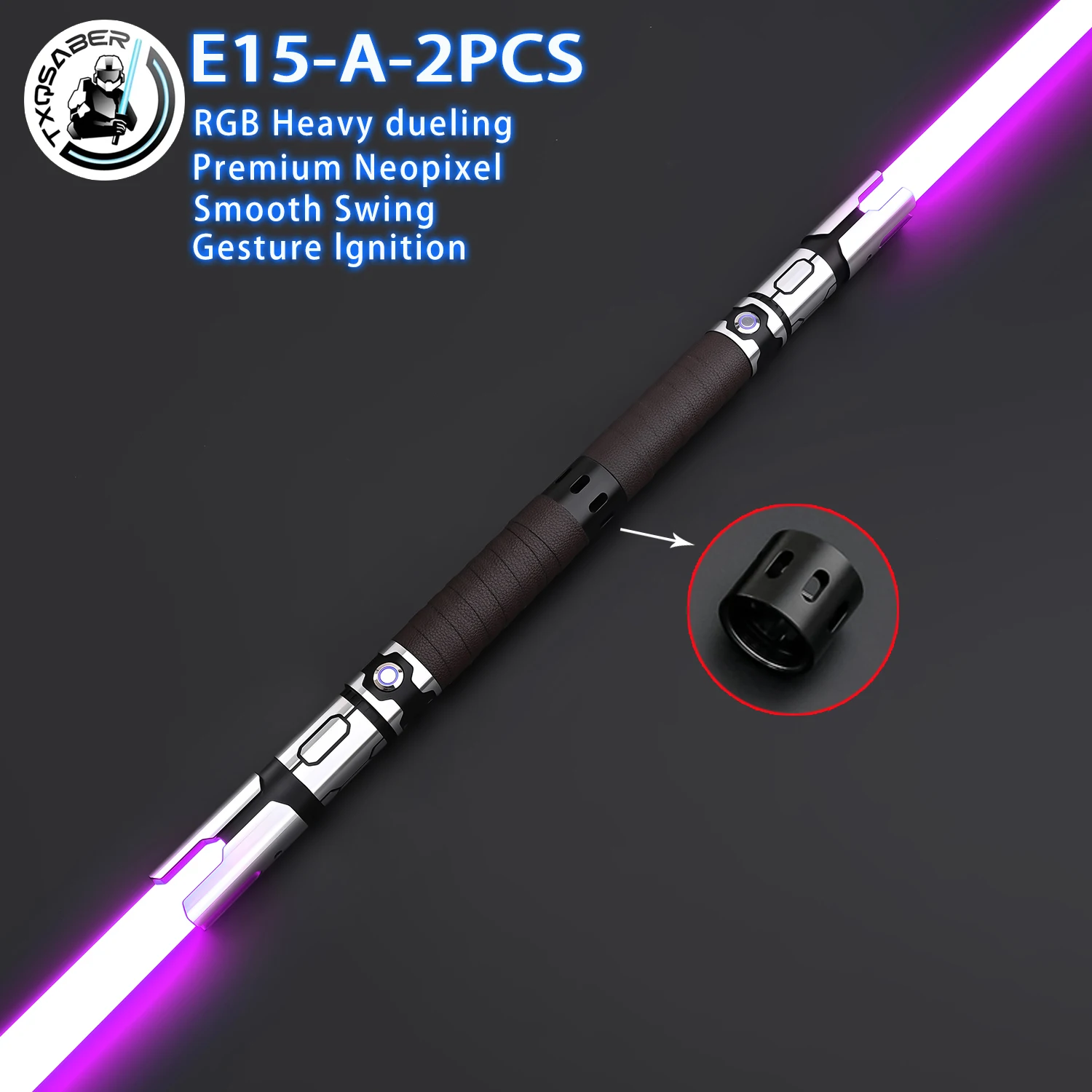 

TXQSABER 15A Double Laser Swords Smooth Swing Two Metal Hilt Double Blades Heavy Dueling Free Double-edged Adapter RGB FOC Jedi