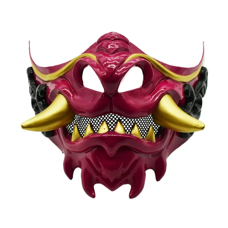 

Tactical Mask COS Devil Horror Ghost Face Half Face Mask Halloween Ball Smile Prajna
