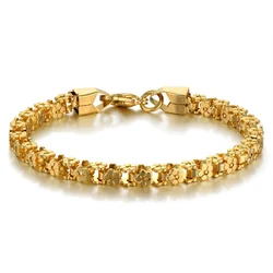 Punk Flower Shape Box Chain Bracelet Female 5mm Gold Silver Color Stainless Steel Hand Chains for Women Fashion Jewelry Gift
