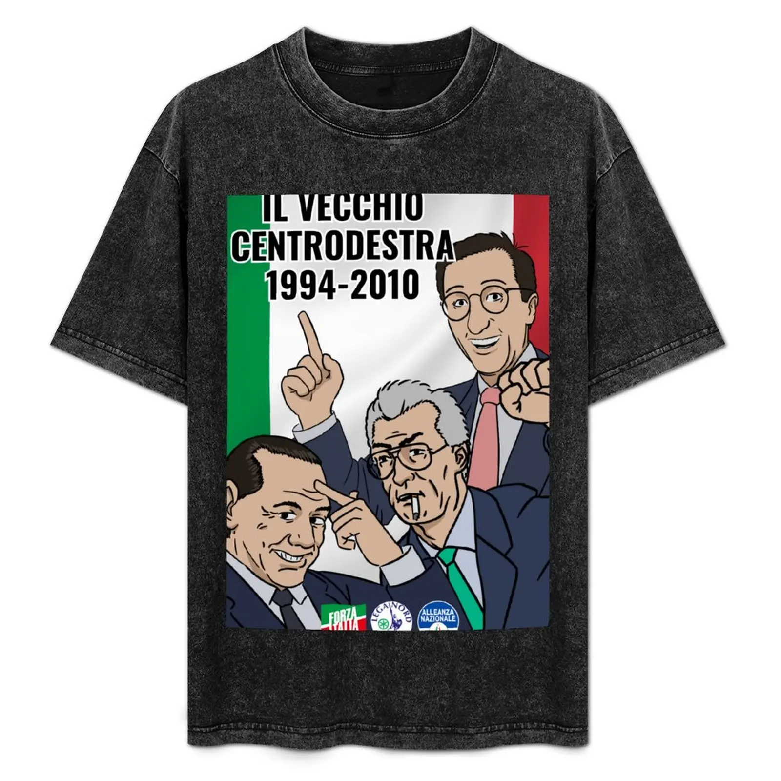 Camiseta Il Vecchio Centrodestra Italiana con Berlusconi, Fini y Bossi, Camiseta Deportiva Resistente al Sudor