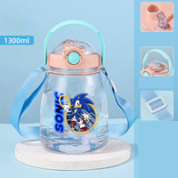 1300ml Sonics Mugs Game Themed Crystal Sticker Crossbody Water Bottle Cartoon Portable Large Capacity Water Cup Birthday Gifts
