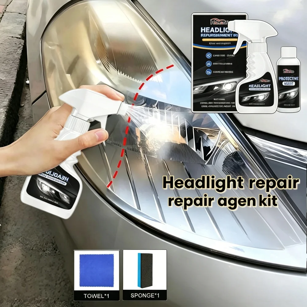 Car headlight repair fluid-quickly removes yellowing and scratches, restores clear luster, and improves nighttime driving safety