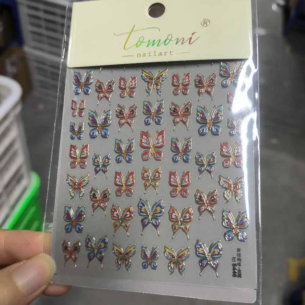 1 قطعة فراشة البرنز الرجعية مسمار ملصقات لامعة الاستقطاب الفراشات ذاتية اللصق مسمار الشارات DIY بها بنفسك خمر مانيكير المتزلجون 3 #1