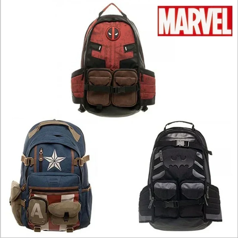 Hot Sales Marvel Deadpool Captains America Backpack Anime Cartoon Backpacks Outdoor Leisure Travel High Capacity Backpack Gifts