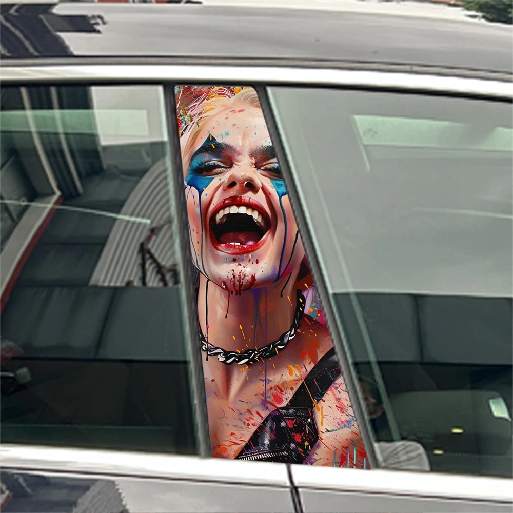 2pcs Sunshine Girl Car B-pillar Stickers Waterproof Auto Center Pillar Sunscreen Vinyl Decals Funny Decoration Cover Scratches