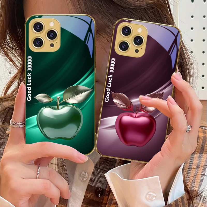 حافظة هاتف آيفون 16 برو ماكس 15 P ro 14 13 Plus 12 Mini 11Pro Max XS Max XR حافظة هاتف من الزجاج المقسى الذهبي البسيط باللون الأسود