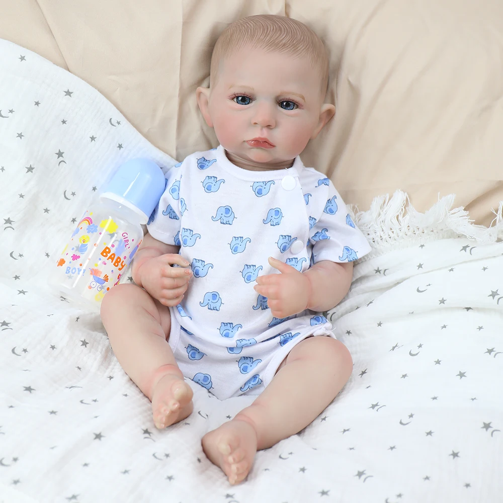18inch Cameron Bebe Reborn Baby Dolls Boy Lifelike 3D Skin Painted Hair Realistic Vinyl Doll Collectible Art Doll for Girl Gifts