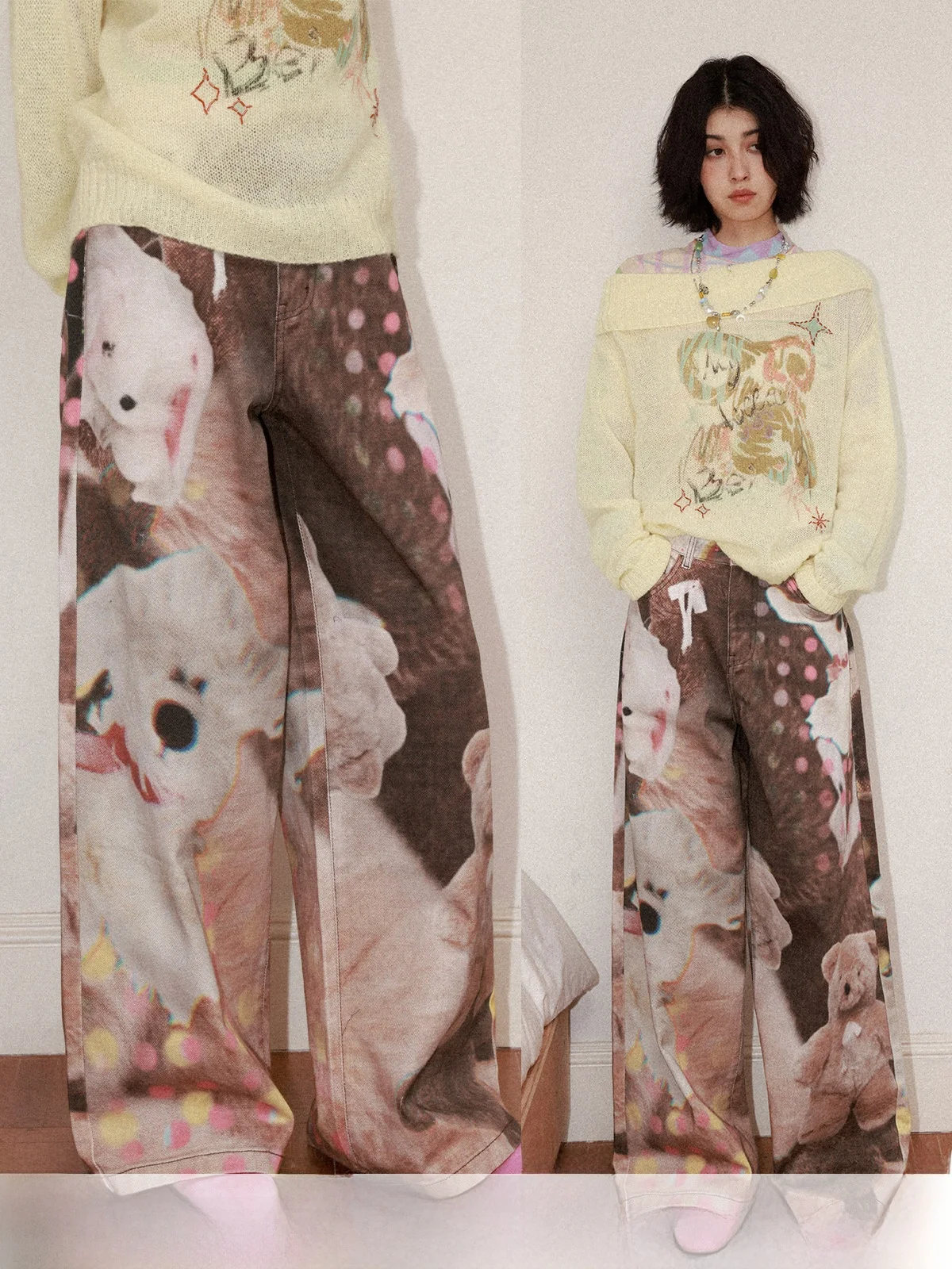 

Джинсы Chtry Girl X4 Doll Club свободного кроя с широкими штанинами, без растяжек, в стиле Lazy Slouchy, с эффектом похудения, с высокой талией, из хлопкового денима