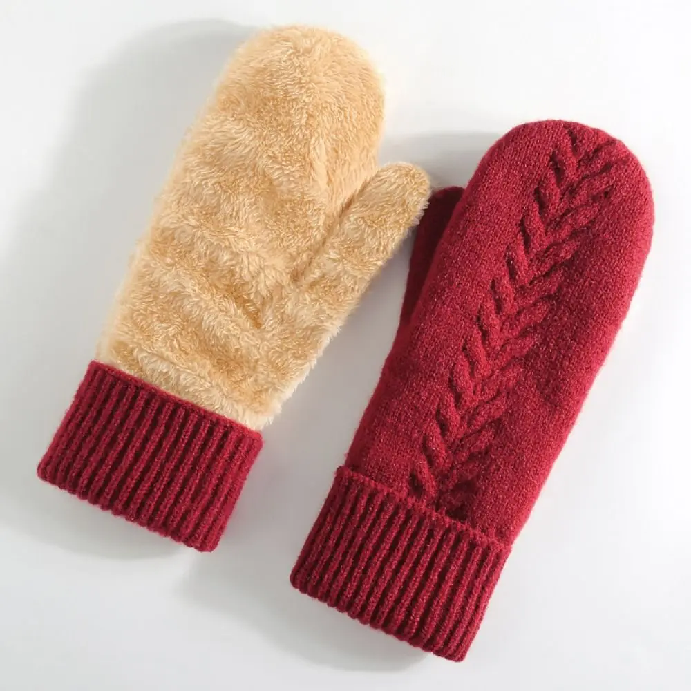 الراحة تناسب طبقة مزدوجة سميكة قفازات محبوكة بلون الداخلية غطاء دافئ قفازات لينة جميع أصابع قفازات الاستخدام في الهواء الطلق