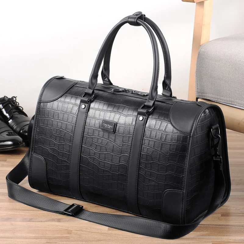 Large Capacity Leather Men Travel Bag Weekend Gym Hand bag Carry on Luggage Bag Waterproof Duffle Bag Male Travel Shoulder Bag