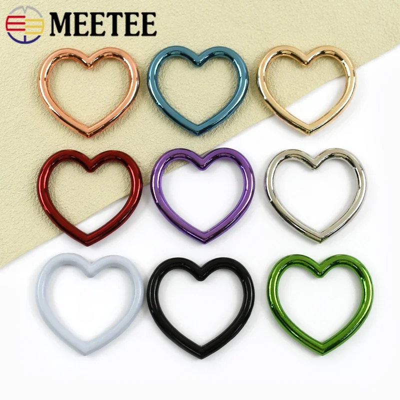 10Pcs 29*22mm Heart Ring Metal Buckles Bag O Rings Hook Webbing Strap Connect Clasp Shackles Carabiner Clips Keychain Accessory