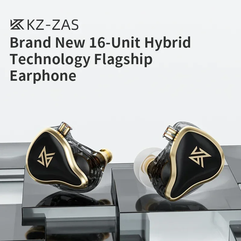 KZ ZAS 7BA+1DD 16 Drivers Unit Hybrid In Ear Earphone HIFI DJ Headset Music Monitor Headphones KZ ZSX ZS10PRO ZSNPROX ZAX ZAR