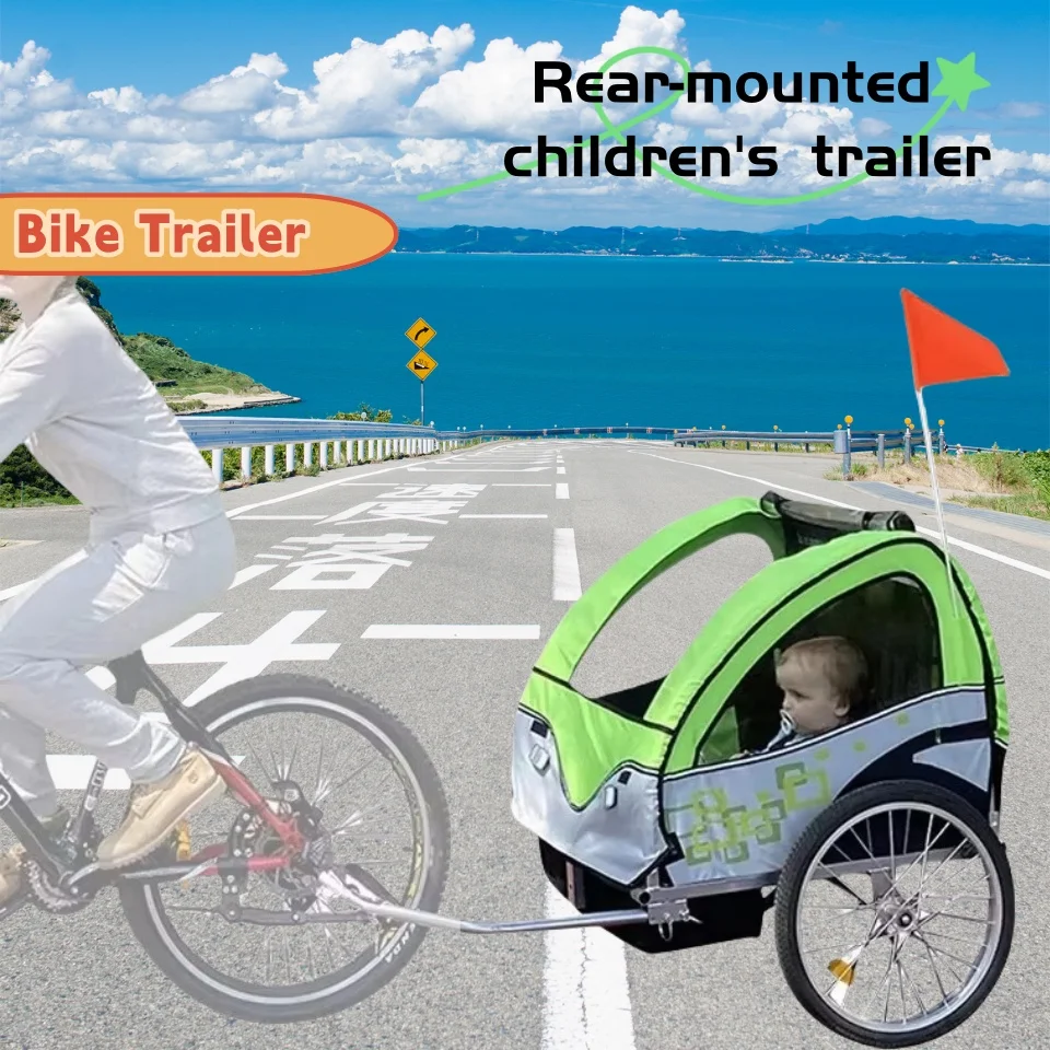 16 Inch Wheel Children Bicycle Trailer With Two Seat Bike Trailer