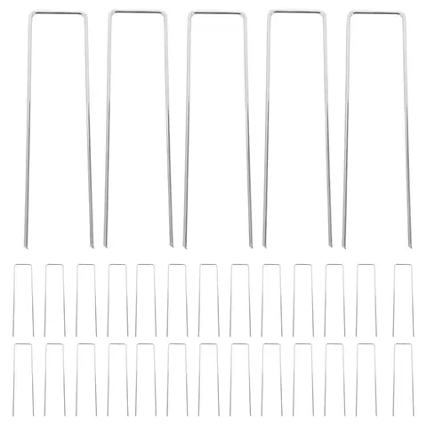 50개 6인치 11게이지 아연도금 헤비듀티 금속 정원 말뚝, 조경 잔디 인조잔디 야외 식물 고정용