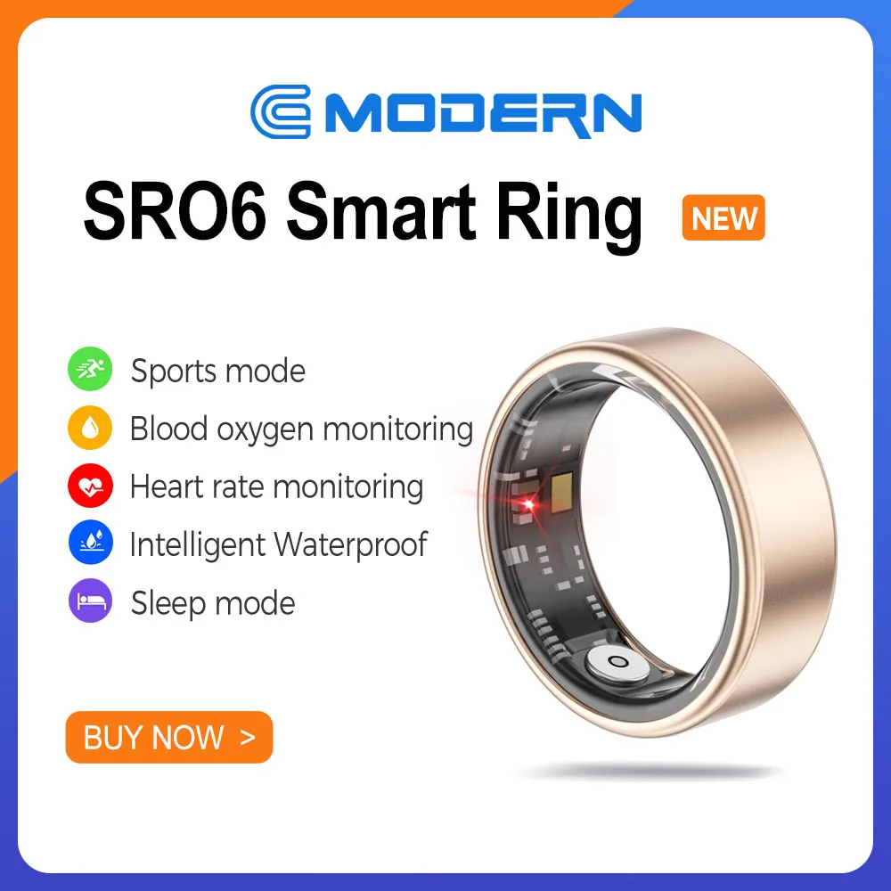 

NEW SR06 Smart Ring Men Women Bluetooth 5.1 IP68 & 5ATM Waterproof Health Monitoring Multi-sport Modes For Android IOS