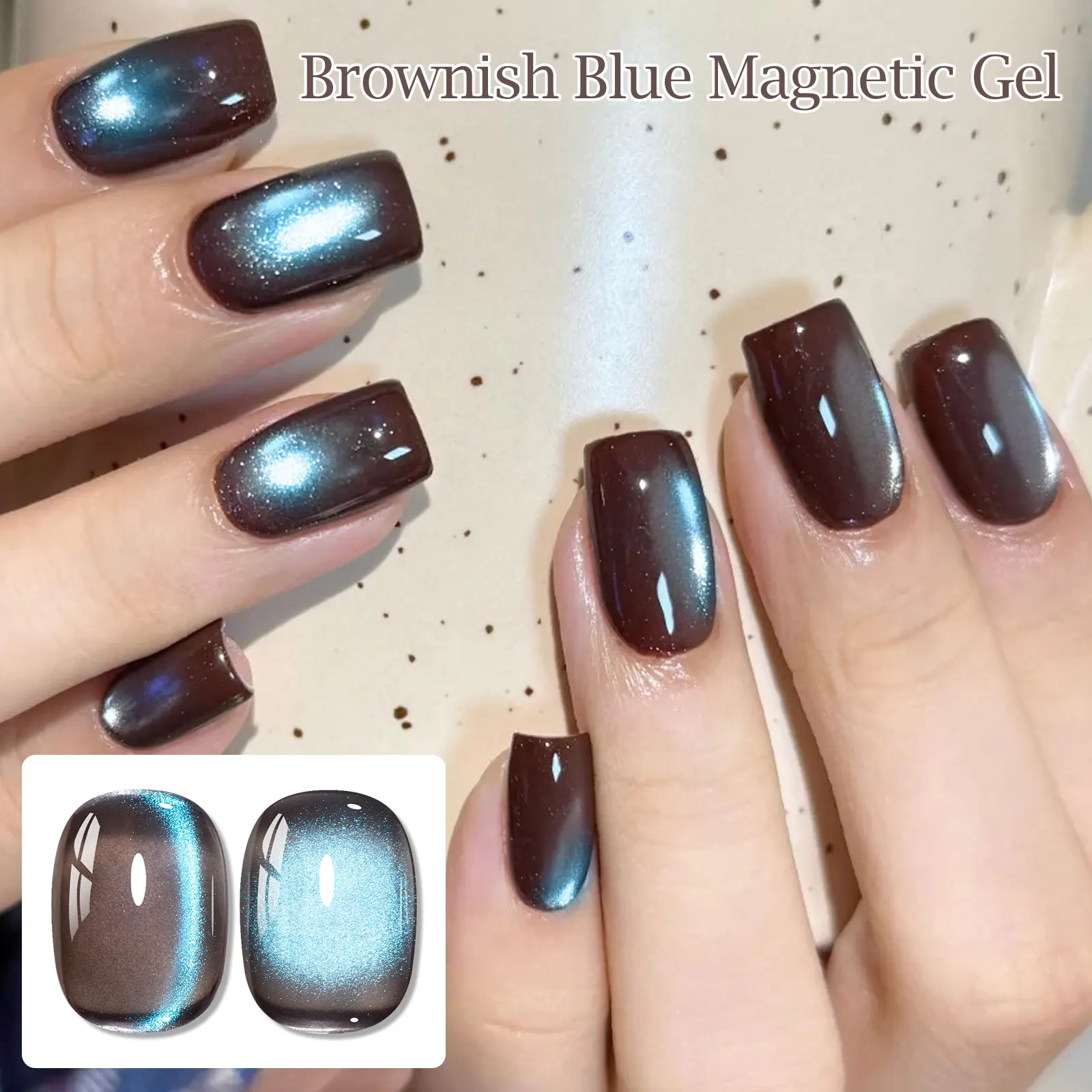 2PCS/SET MTSSII Aquamarine Cat Eye Nail Magnetic Gel Polish Cat Eye Effect Varnish For Home DIY For Spring-With Magnetic Stick