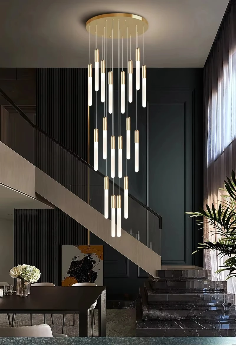 

Modern Staircase Long Ceiling Chandelier LED New Lustre Living Room Room Lighting Kitchen Home Decoration Lamp Pendant Light