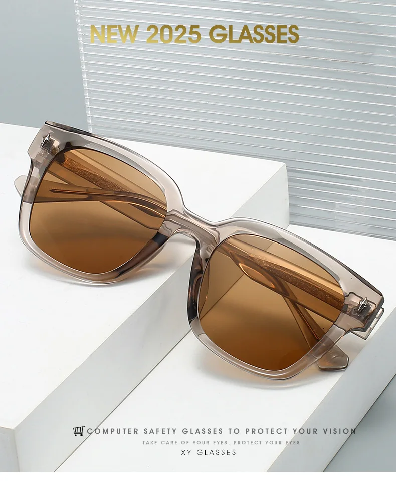 2025 qualität Metall Kern Quadrat Sonnenbrille Frauen Koreanische Marke Designer Tr90 Mode Unisex Männer Gläser – Detail 1