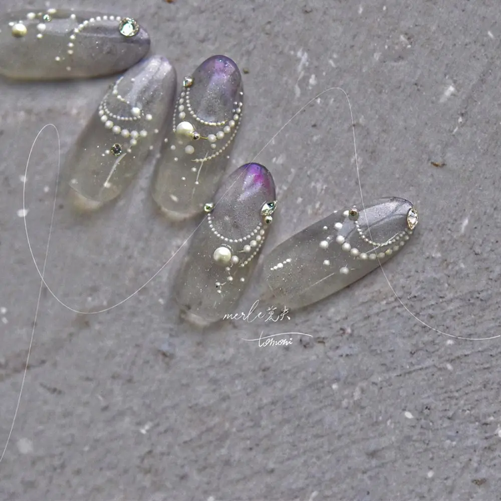 Nowe naklejki na paznokcie 3D z francuskimi tipami, perłowe linie, samoprzylepne slidery, ozdoby do paznokci, dekoracje DIY