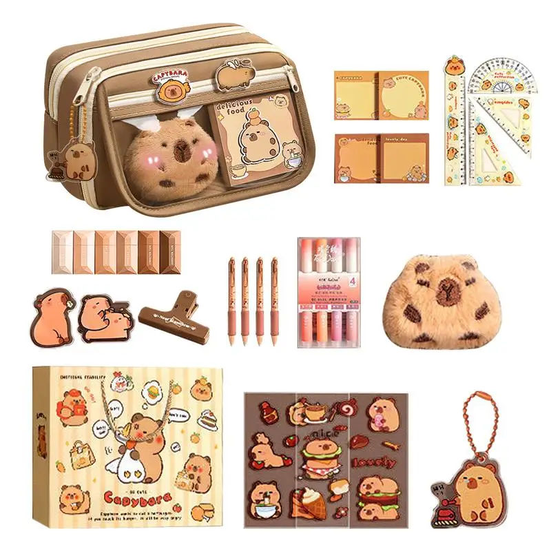 cute Pencil Case Gift Set For Girls Large Capacity Pencil Capillary Cases School Supplies Bag Pouch Box Cute Stationery Kit