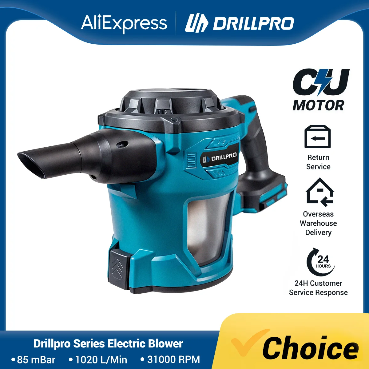 Drillpro-Souffleur d'air électrique sans fil, outil d'aspirateur à main, souffleur de cuir chevelu, nettoyage des feuilles tombées, poussière et neige, batterie Makita