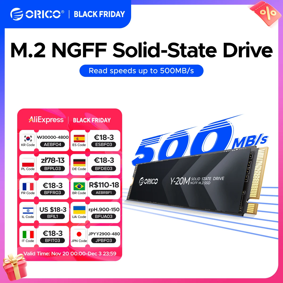 

ORICO Y20M Internal Solid State Hard Drive for Desktop and Laptop M.2 SATA SSD 128GB 256GB 512GB 1TB 2TB 4TB M2 NGFF 2280 mm