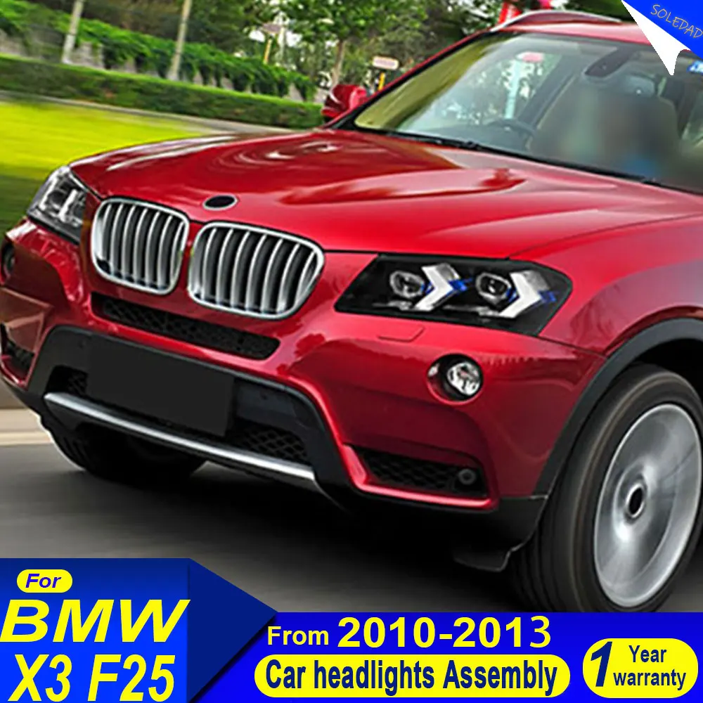 Car Headlight Assembly For BMW X3 F25 2010-2013 Modified With Arrow-Shaped LED Daytime Running Lights Turn Signals Light