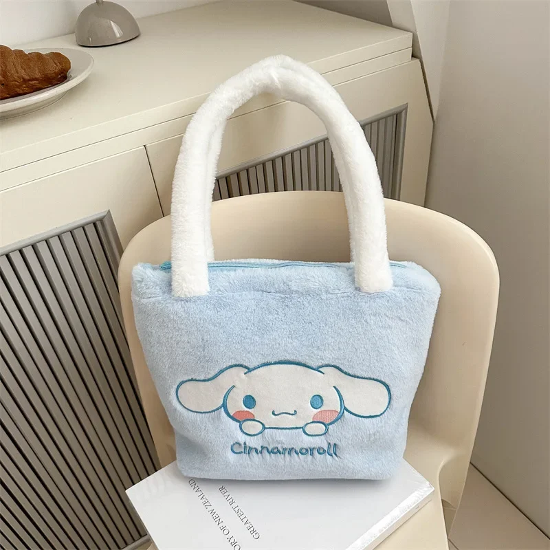 Sanrio Bag Kawaii Kuromi Cinnamoroll My Melody Cartoon Anime Plush Handbag Cosmetic Bag Travel Storage Bag Women Girl Gifts