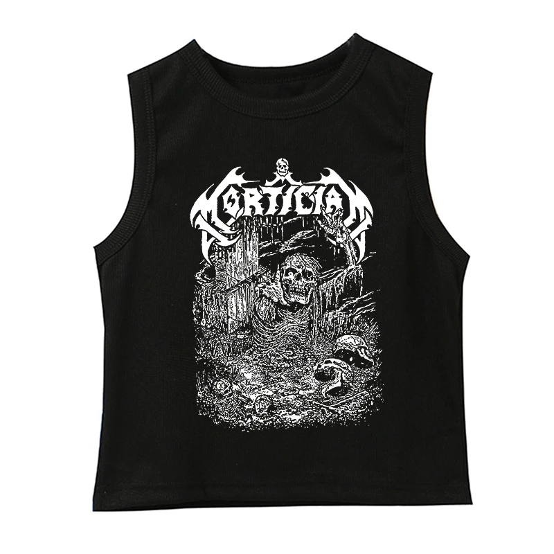 T-shirt con stampa modello fumetto creativo Emo Gotico Kpop Vintage Y2k Harajuku Estetica Trashy 2000s Top Fashion Causale Slim Tee