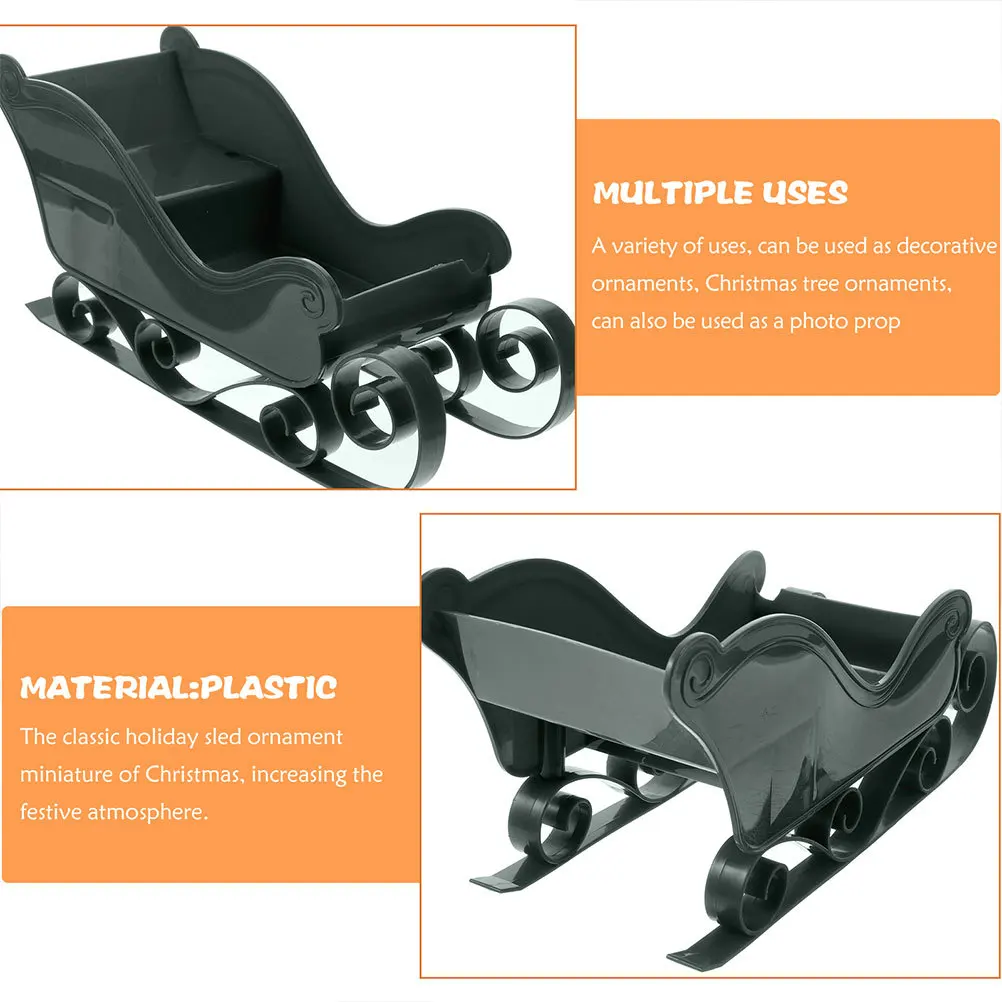 

2Pcs Snow Sleigh Decoration Mini Christmas Desktop Ornament for Home Office Party Farmhouse Theme Xmas Sleigh Decor Festive